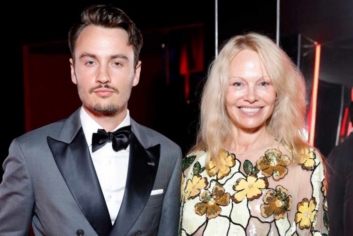 Brandon Thomas Lee Donned a Classic Tuxedo and a Bow Tie alongside his mother Pamela Anderson